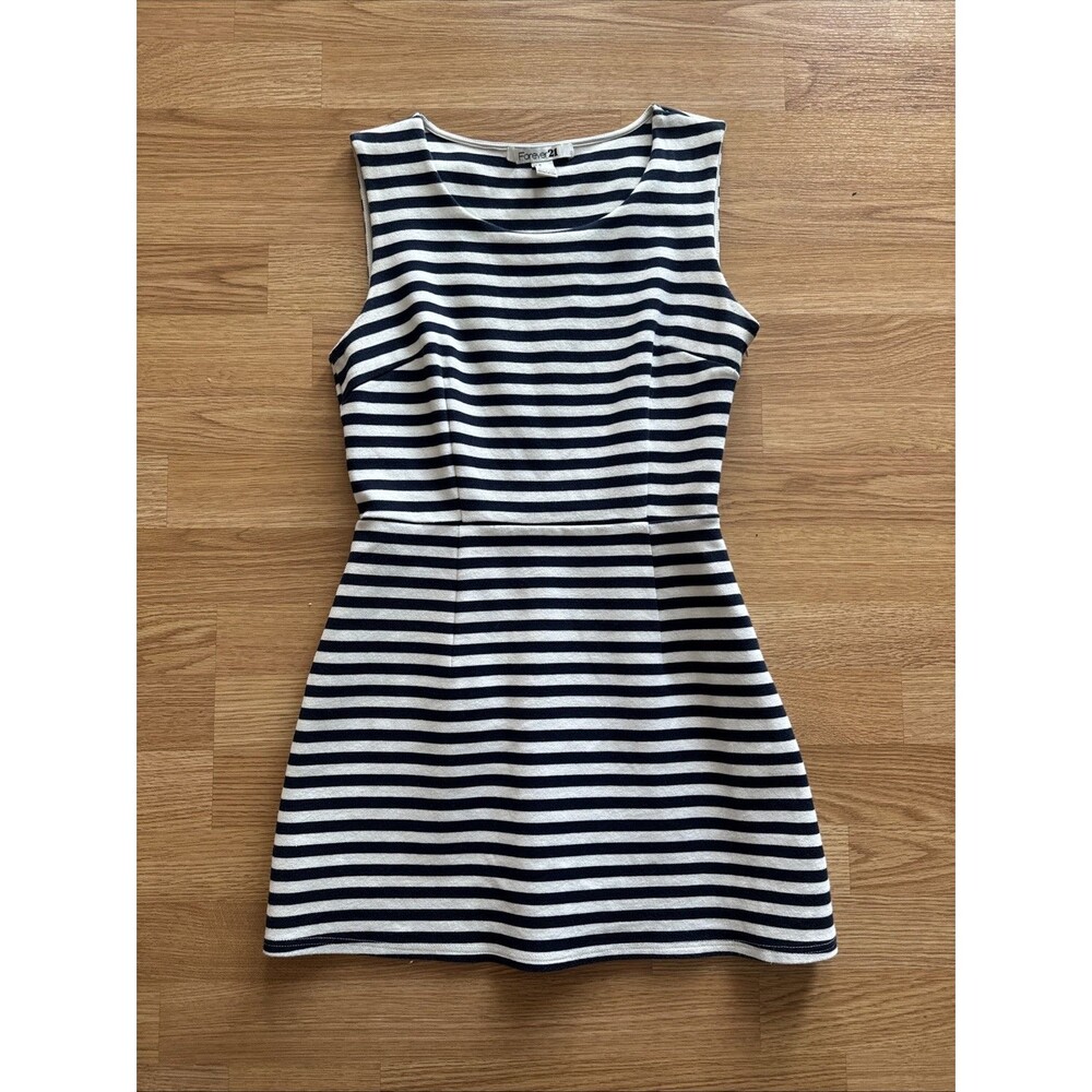 Forever 21 Navy White Stripe Sheath Dress Medium